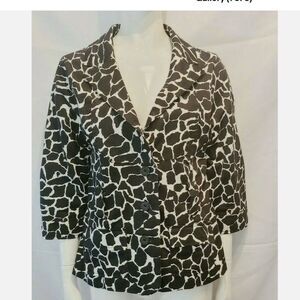 NWT Luii Women's Jacket Blazer Giraffe Black and White Animal print Size L NEW